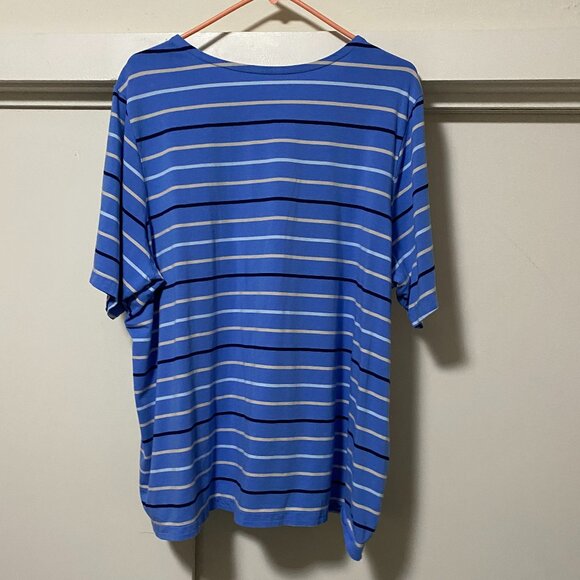 Lands' End short sleeve, ocean blue striped tunic w/3 buttons, size 3X - Picture 7 of 10